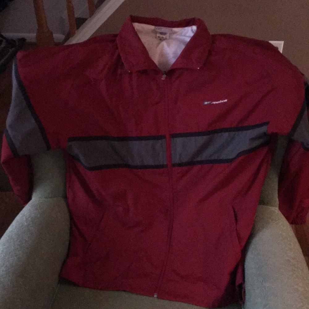 Mens Reebok Spring/Fall Jacket USA Large Red/Black/Gray